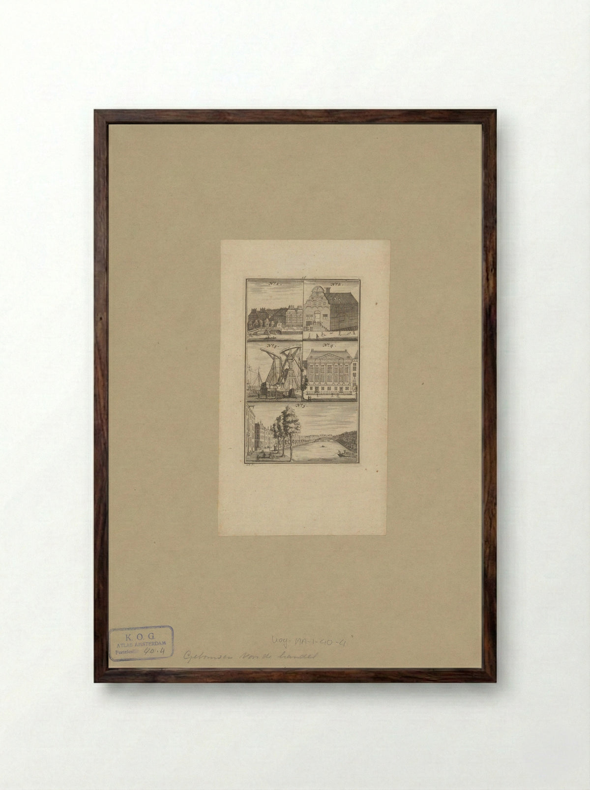 Verschillende gebouwen en stadsgezichten te Amsterdam - Johannes Marshoorn - Framed Print Dark Wood