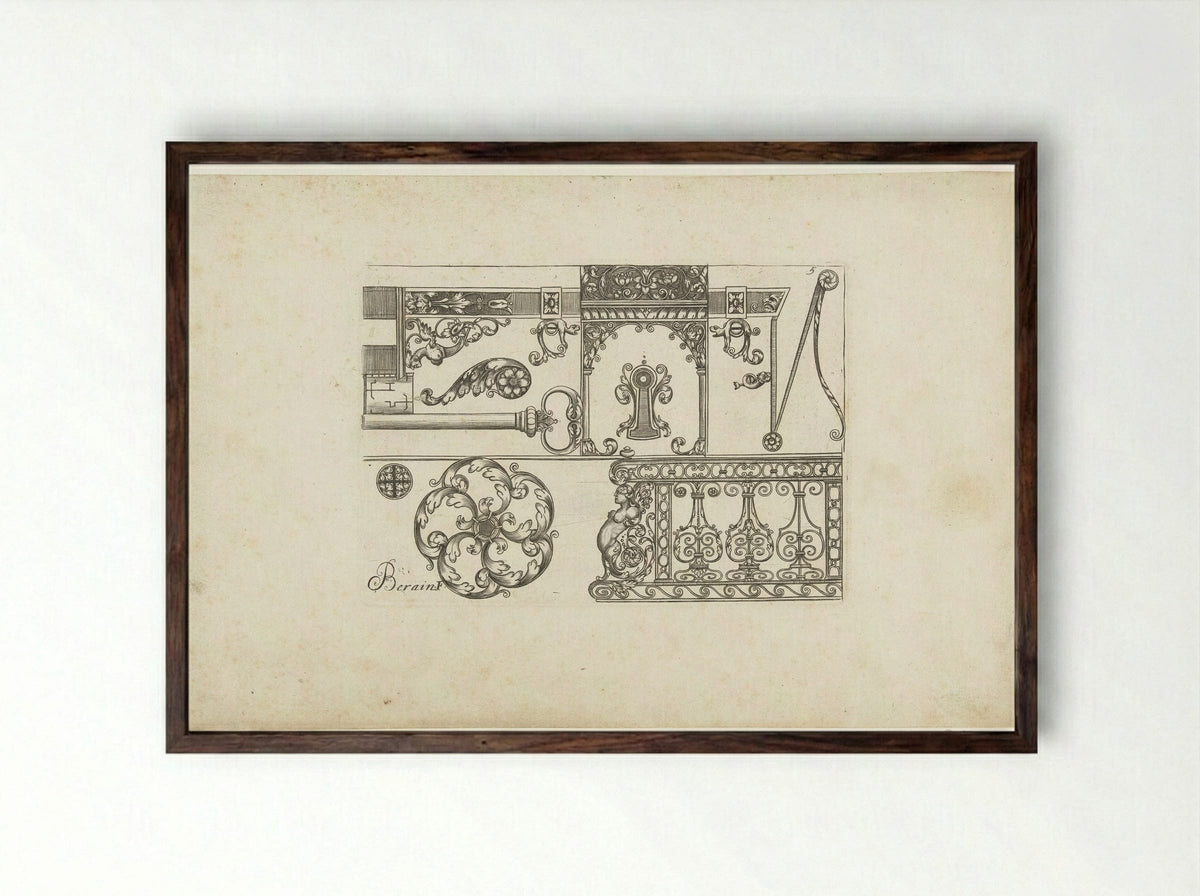Verschillende motieven in twee vlakken - Hugues Brisville - Framed Print Dark Wood