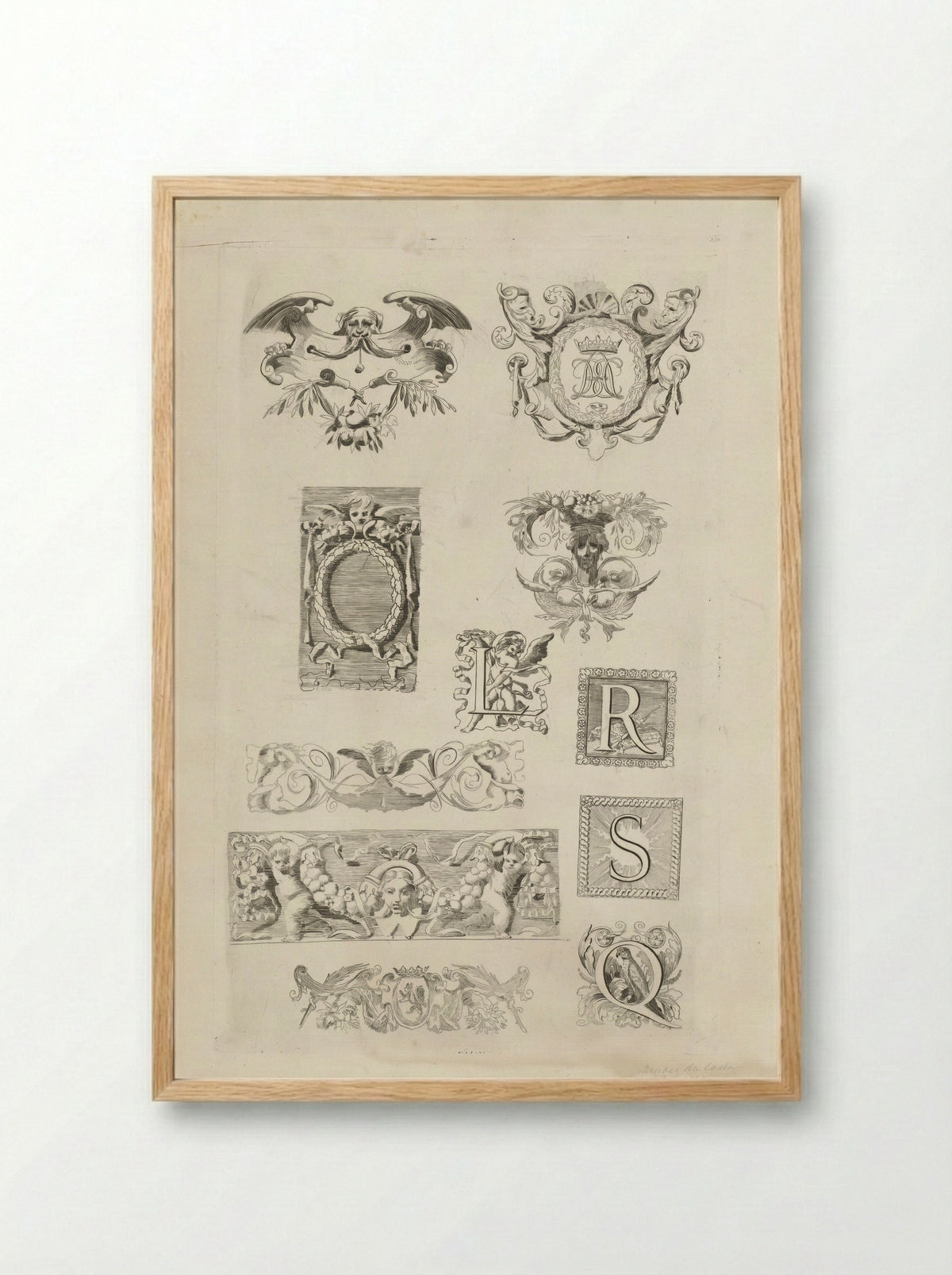 Verschillende ornamentele ontwerpen - Samuel Henri Mendes da Costa - Framed Print Wood