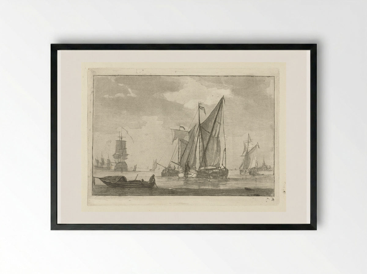 Verschillende schepen op kalm water - Gerrit Groenewegen - Framed Print Black