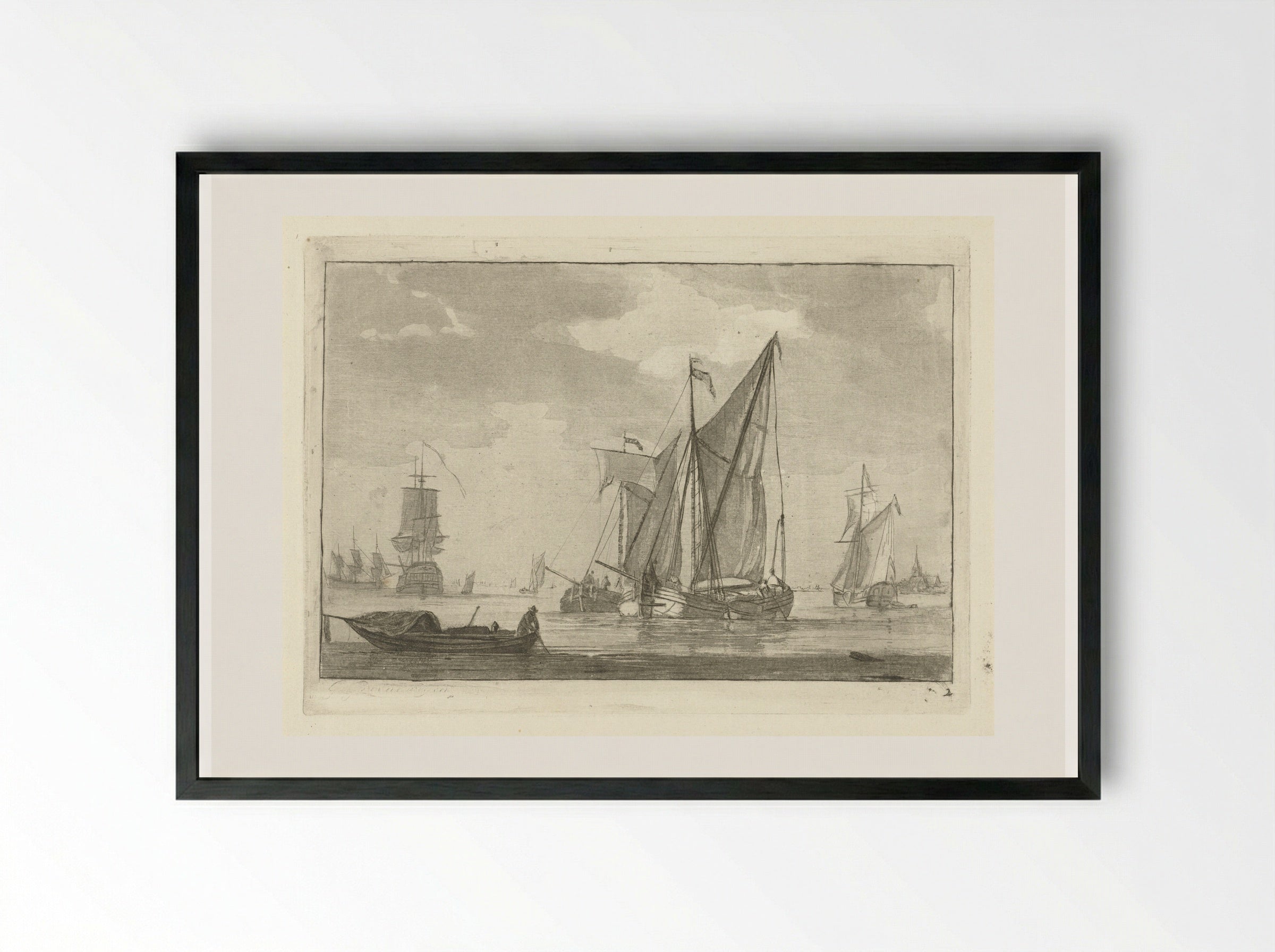 Verschillende schepen op kalm water - Gerrit Groenewegen - Framed Print Black