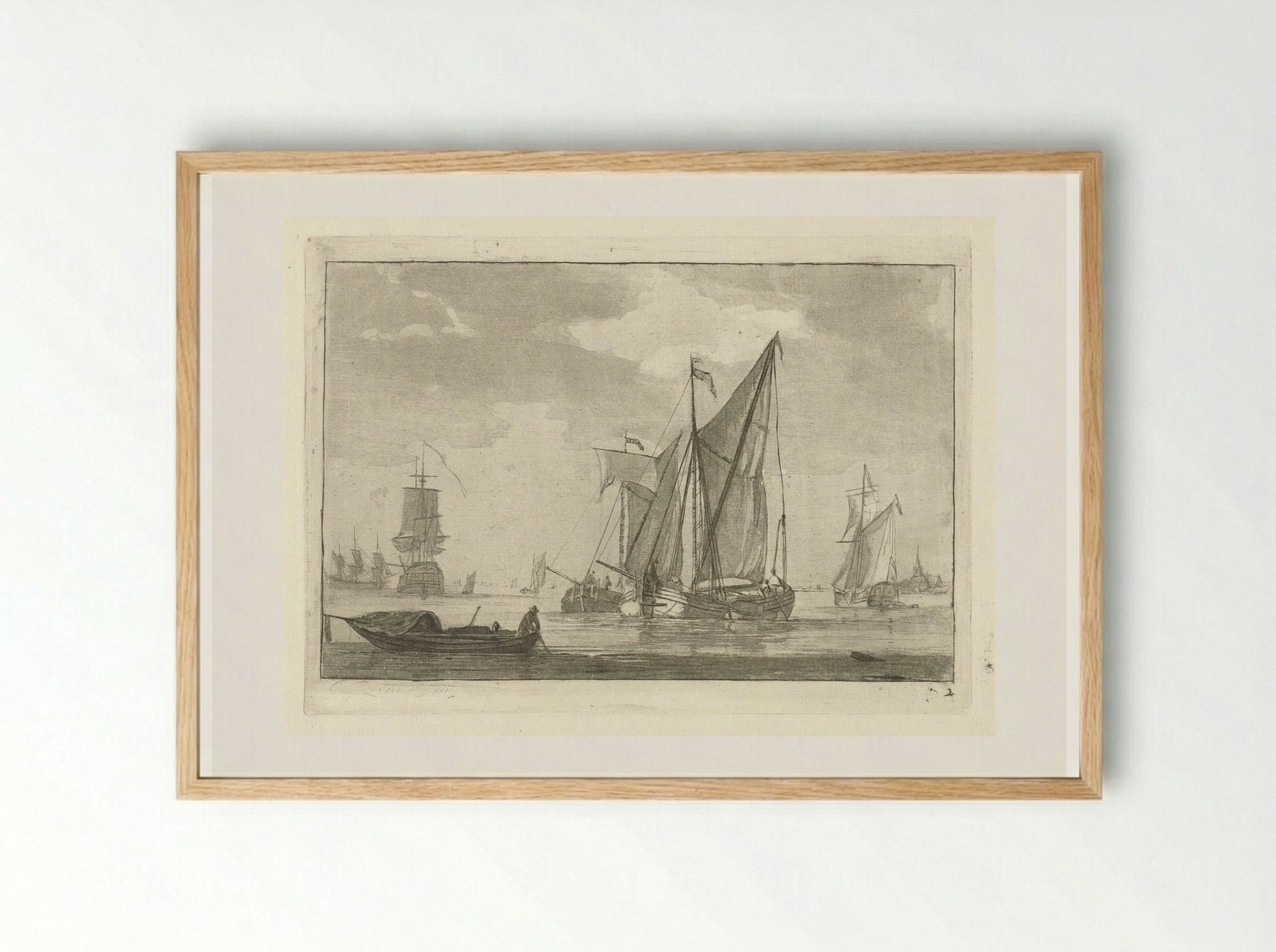 Verschillende schepen op kalm water - Gerrit Groenewegen - Framed Print Wood