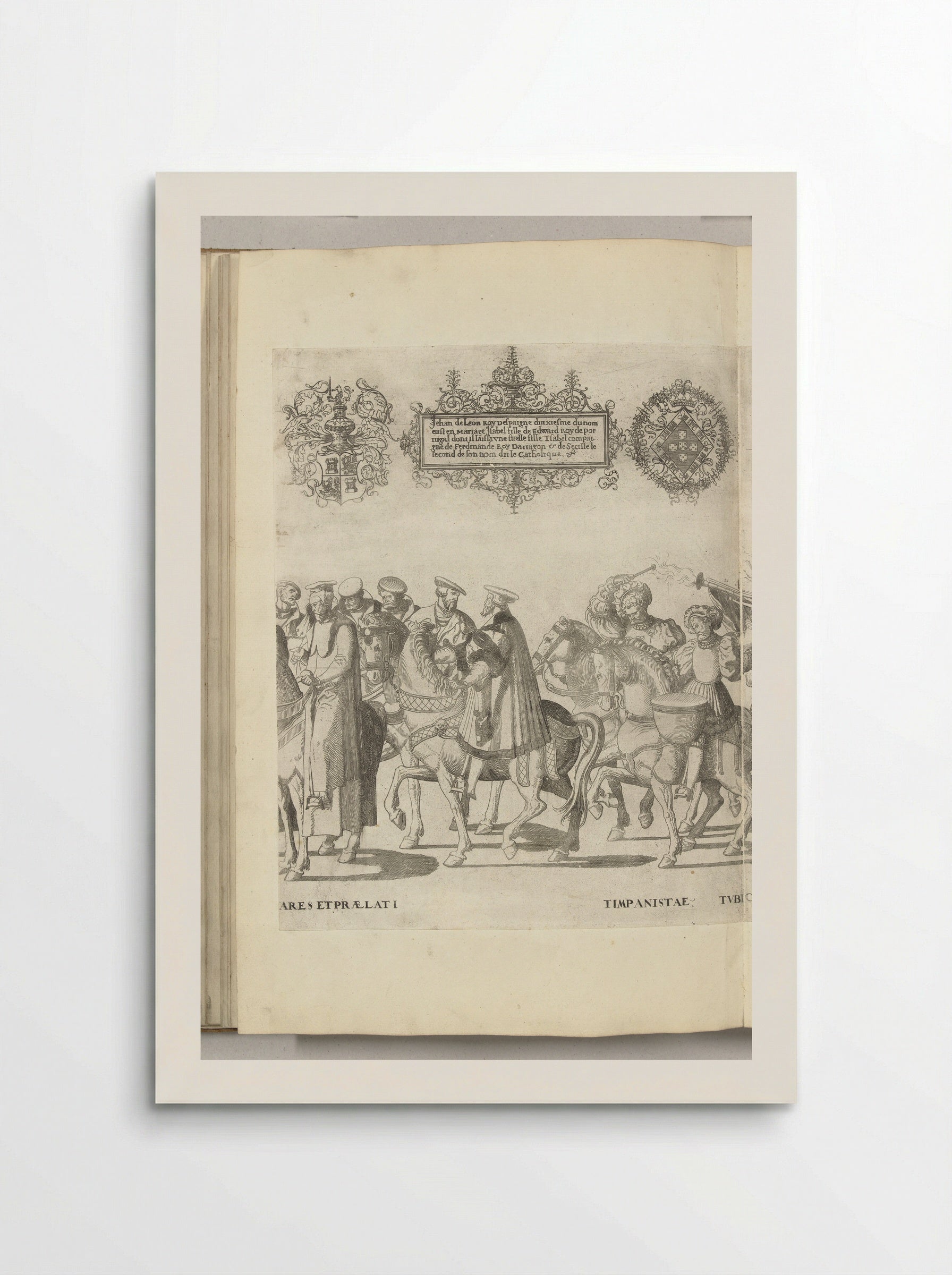 Vertegenwoordigers van de Universiteit van Bologna en twee trommelslagers, plaat [HH] - Nicolaas Hogenberg - Poster