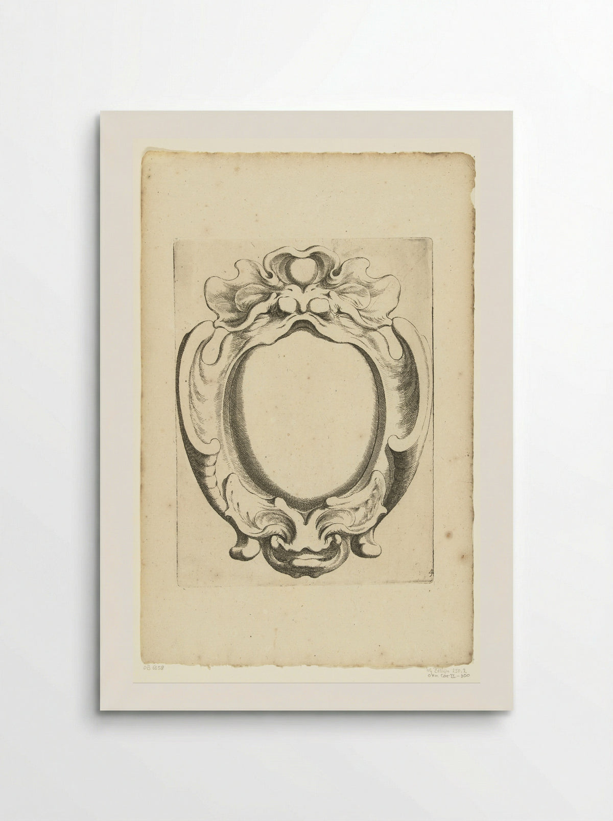 Verticale kwabcartouche met twee maskers - Johannes Lutma - Poster