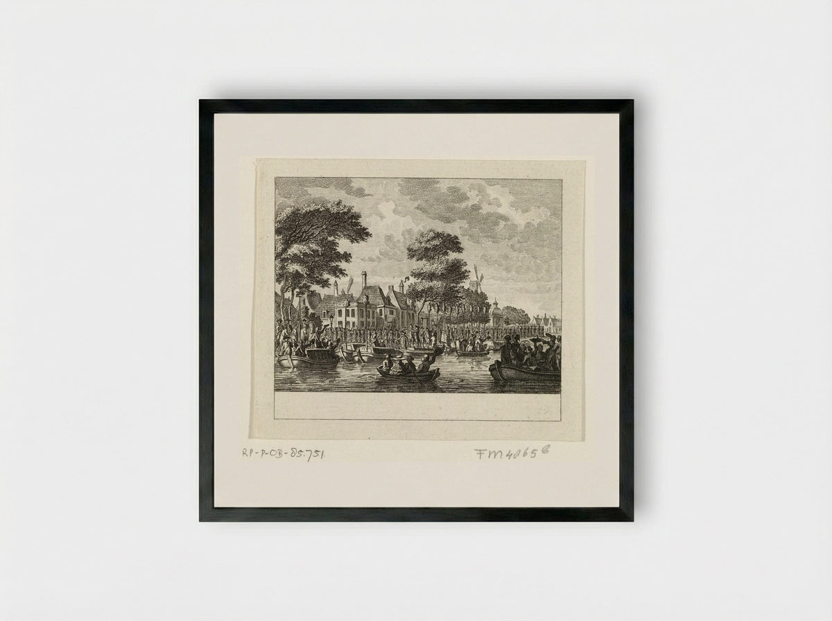 Vertrek van de Amsterdammers naar Utrecht - Cornelis Brouwer - Framed Print Black