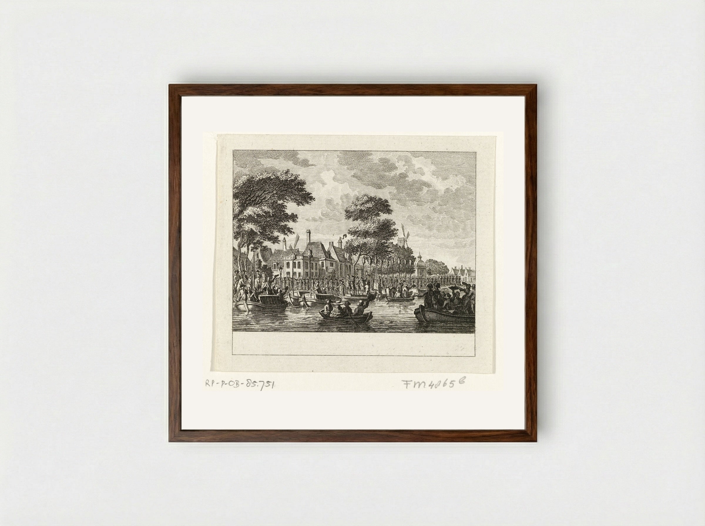 Vertrek van de Amsterdammers naar Utrecht - Cornelis Brouwer - Framed Print Dark Wood
