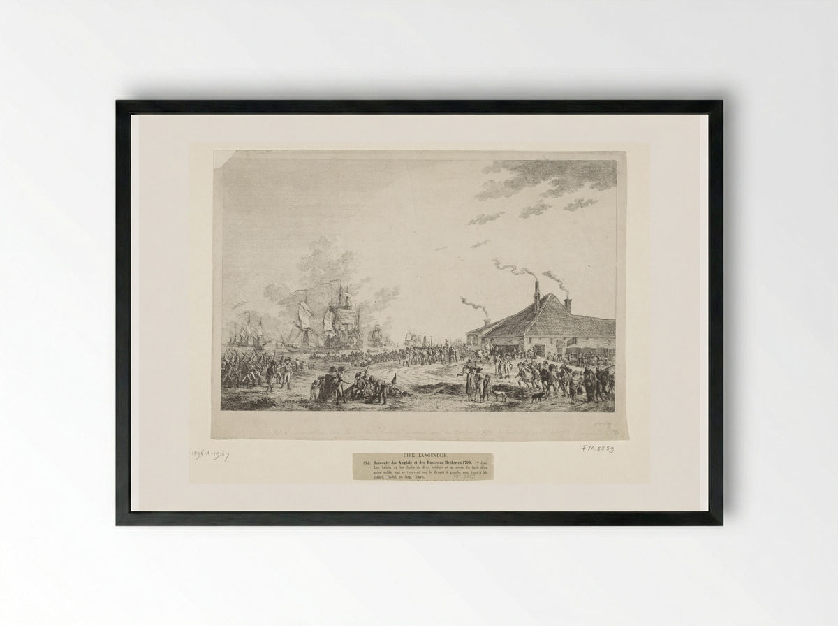Vertrek van de Engelse en Russische troepen uit Den Helder, 1799 - Joannes Bemme - Framed Print Black