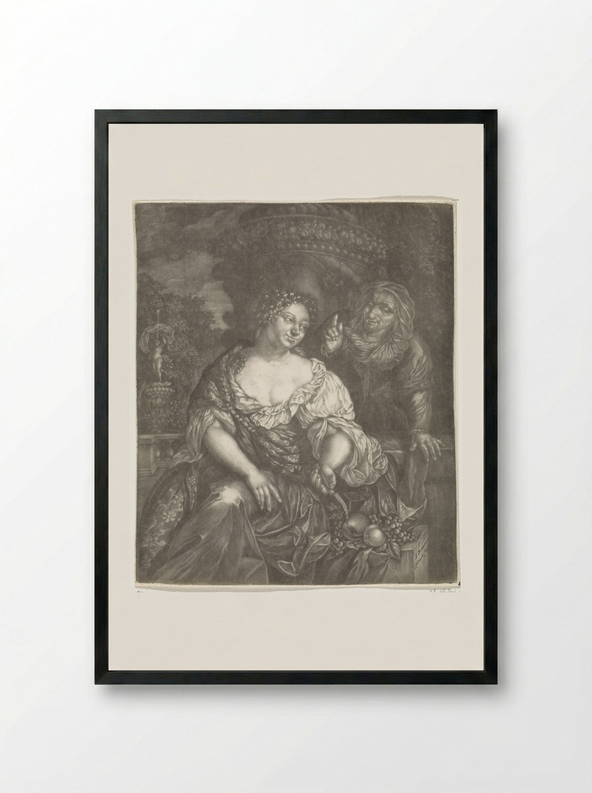 Vertumnus and Pomona in a Garden - Jan Brouwer - Framed Print Black