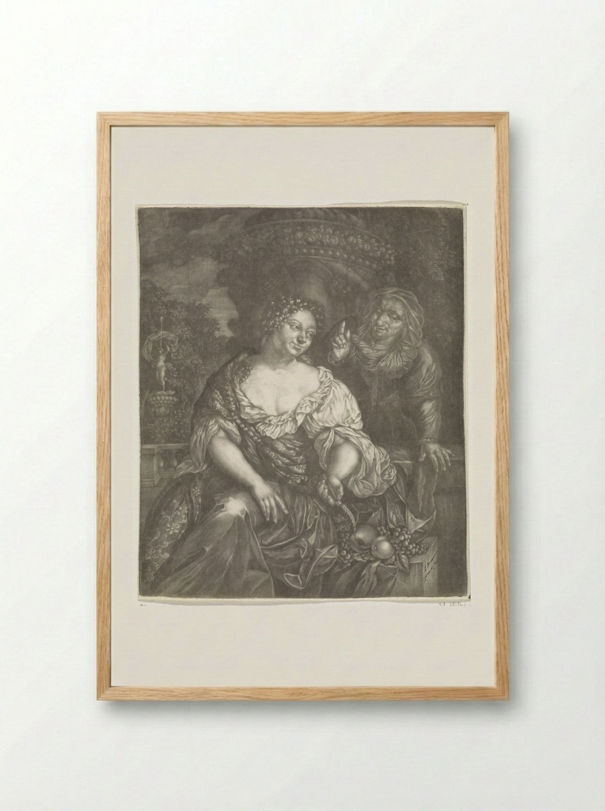 Vertumnus and Pomona in a Garden - Jan Brouwer - Framed Print Wood