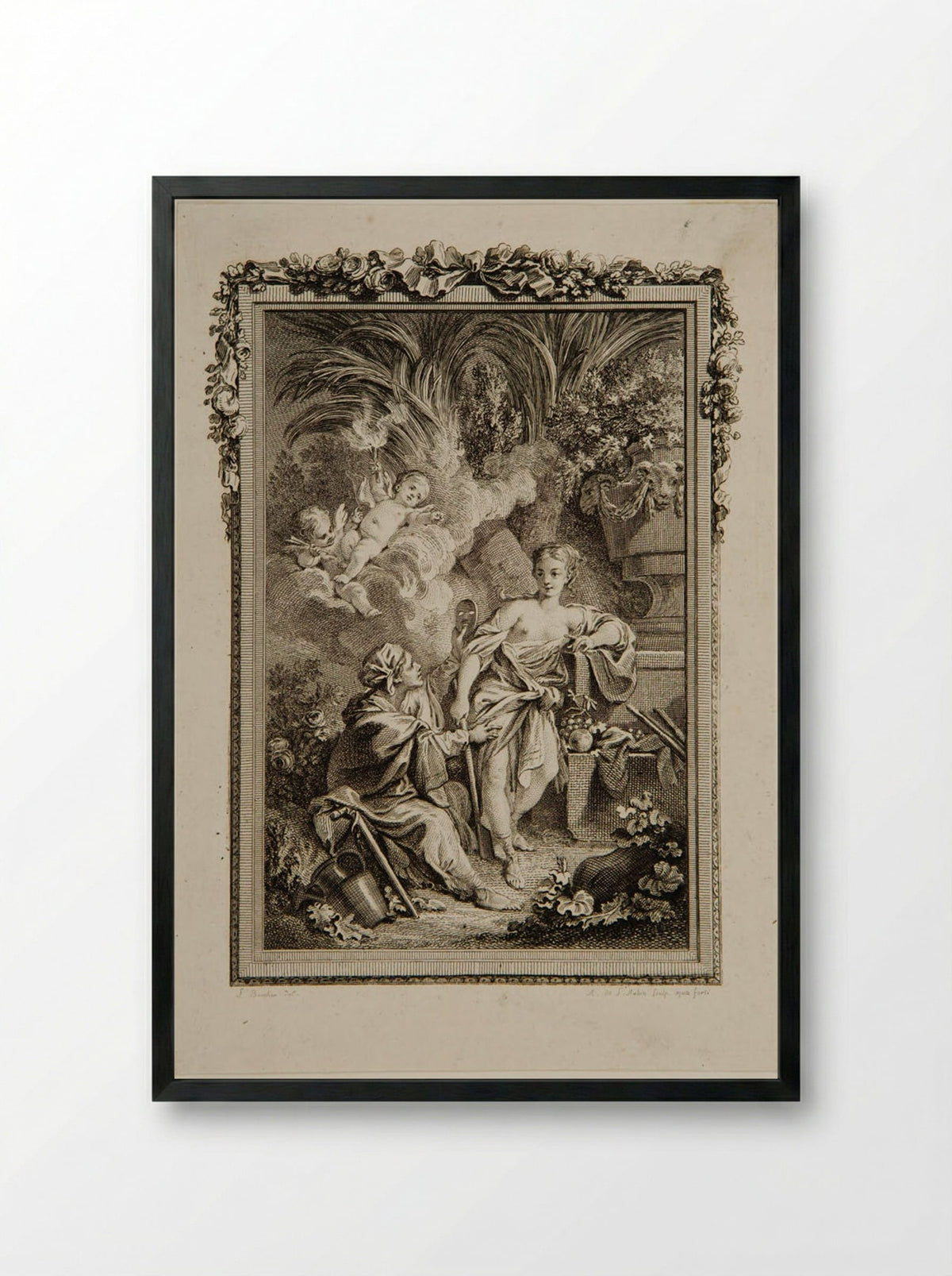 Vertumnus and Pomona - Augustin de Saint-Aubin - Framed Print Black