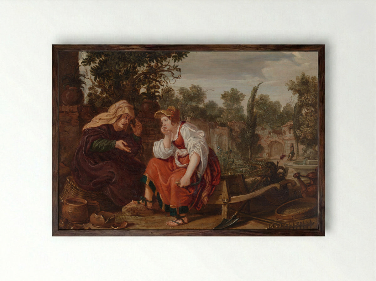 Vertumnus and Pomona - Jan Tengnagel - Framed Print Dark Wood