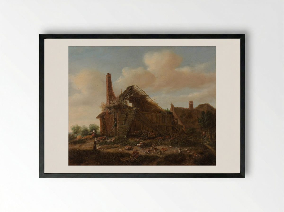 Vervallen boerderij (Dilapidated Farmhouse) - Emanuel Murant - Framed Print Black