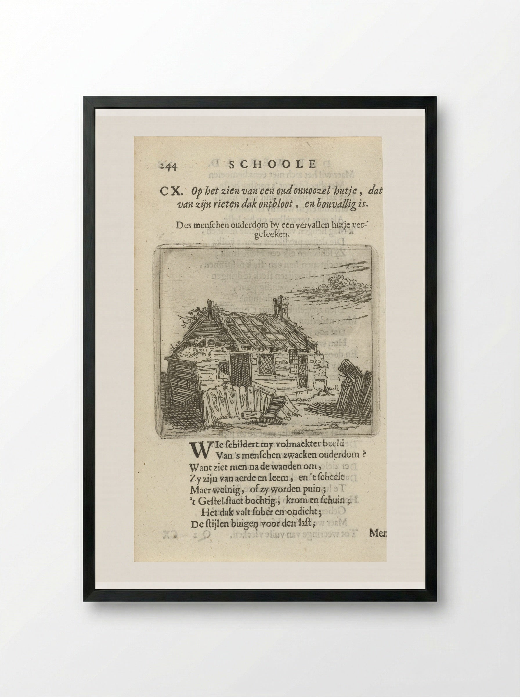 Vervallen huis (Dilapidated Cottage) - Arnold Houbraken - Framed Print Black