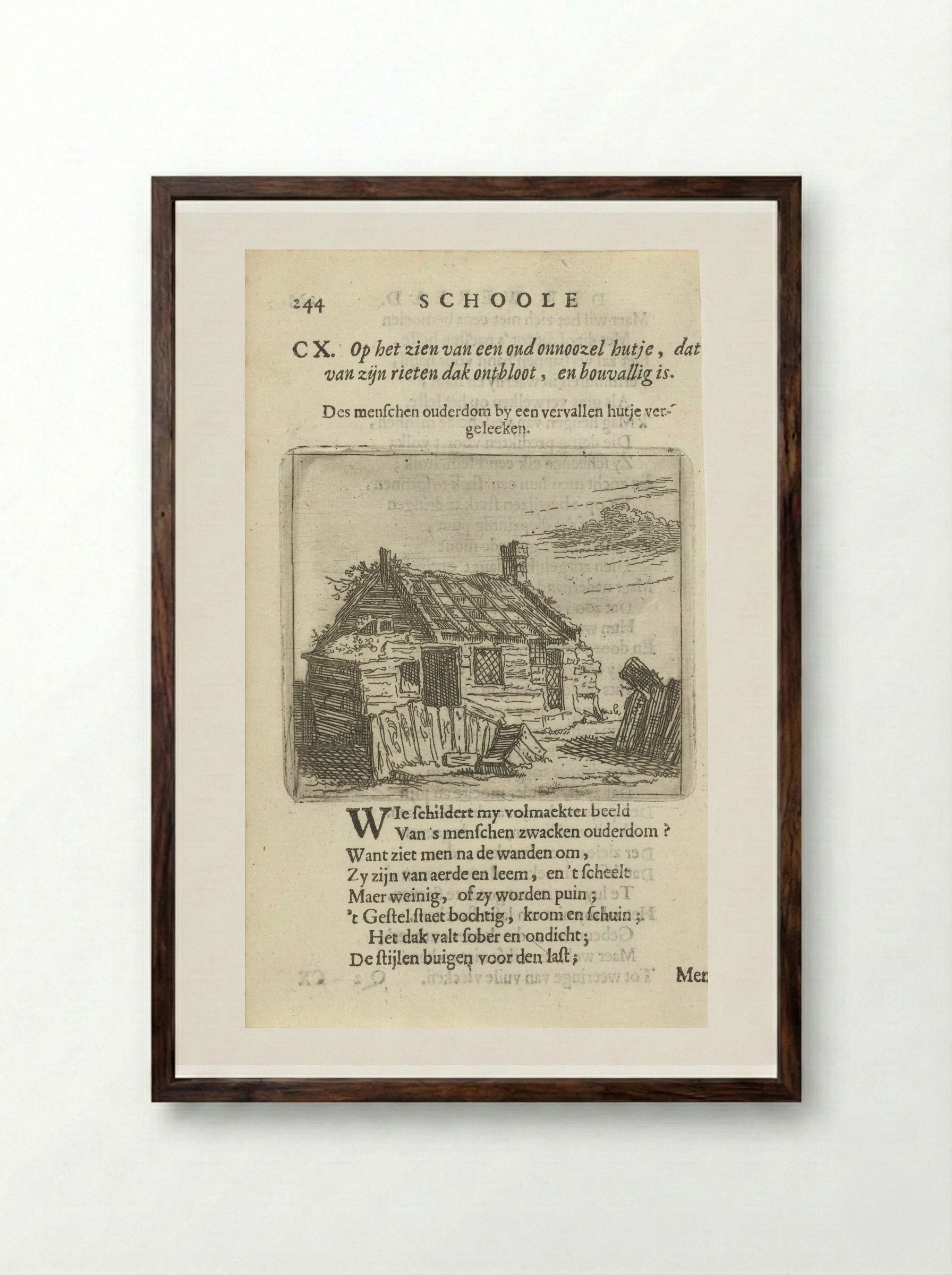 Vervallen huis (Dilapidated Cottage) - Arnold Houbraken - Framed Print Dark Wood