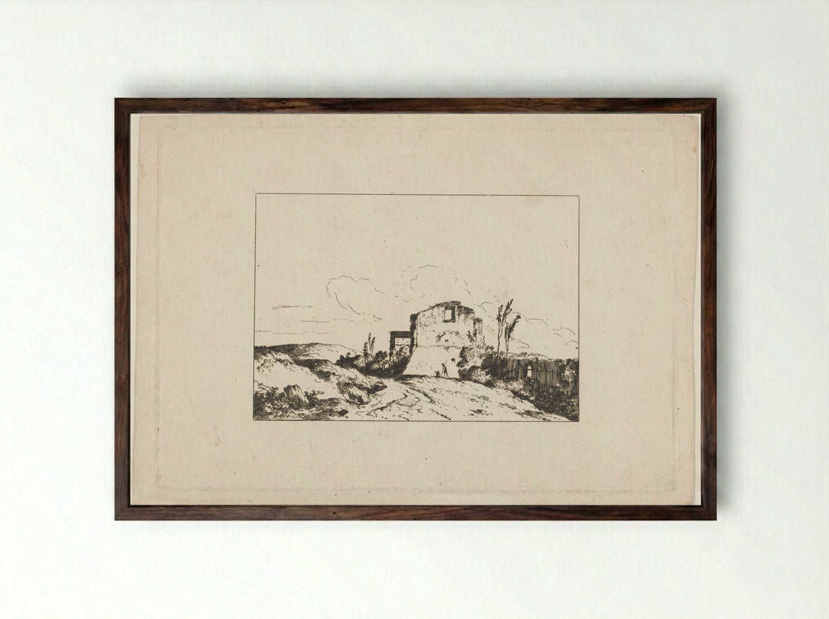 Vervallen huis - Louis Gabriel Moreau - Framed Print Dark Wood