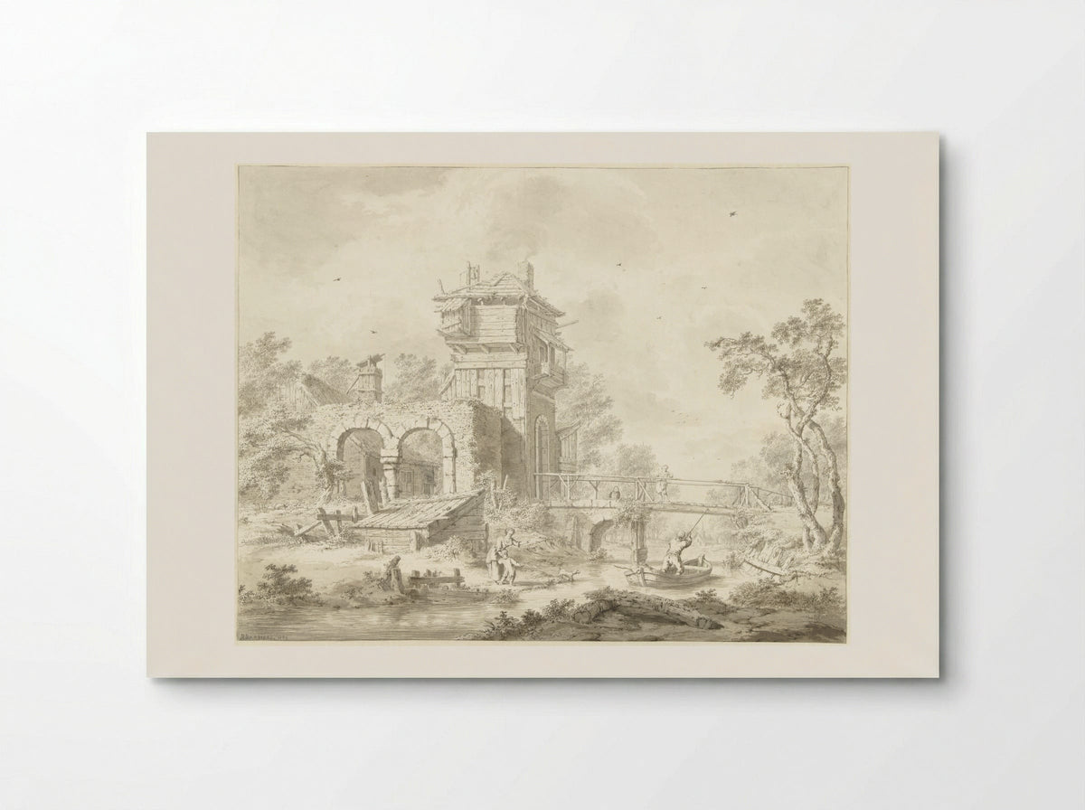 Vervallen poortgebouw met brug - Bartholomeus Barbiers - Poster