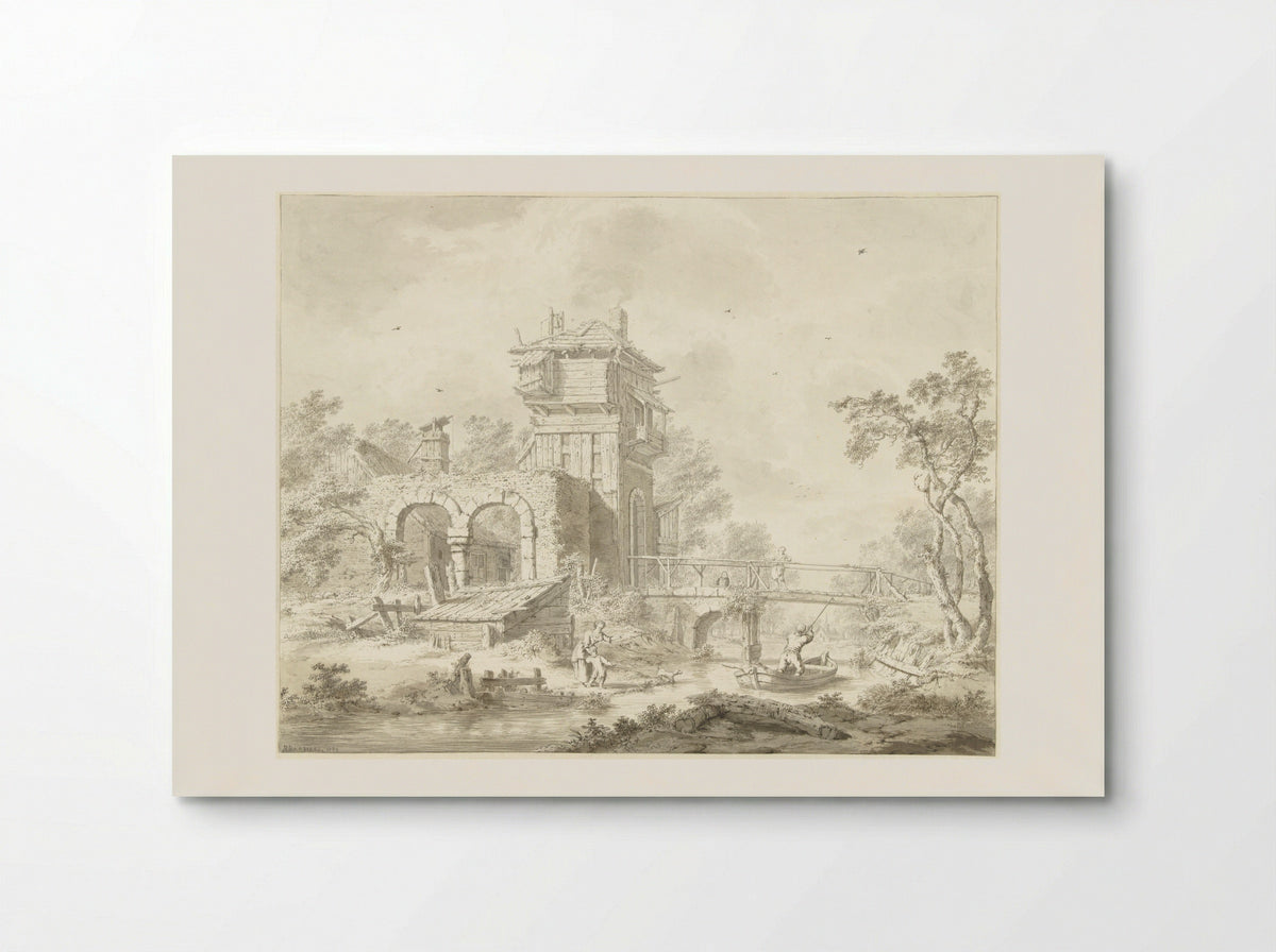 Vervallen poortgebouw met brug - Bartholomeus Barbiers - Poster
