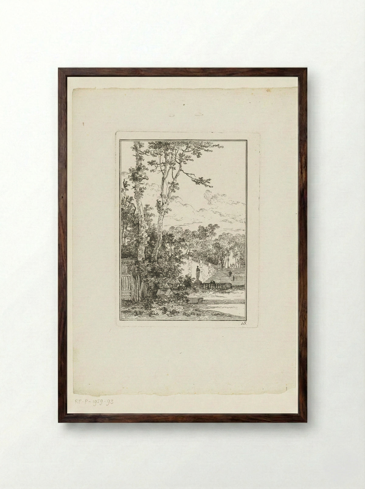 Verwaarloosd park - Louis Gabriel Moreau - Framed Print Dark Wood