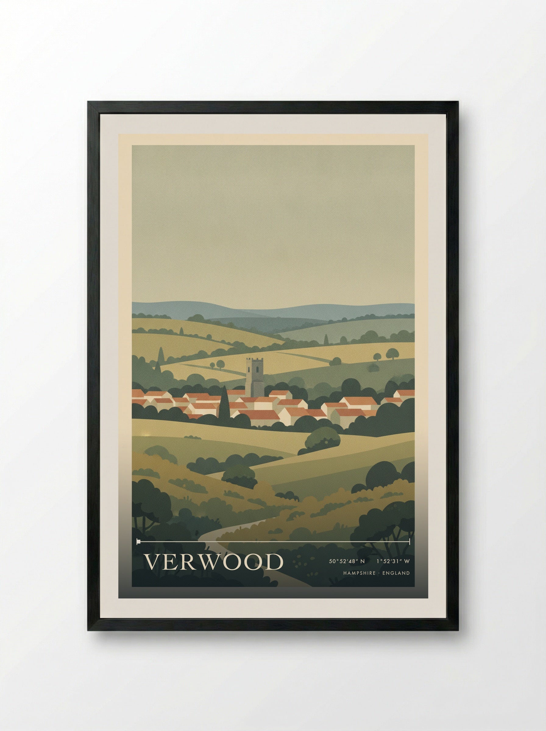 Verwood Hampshire England Travel Poster - Framed Print Black