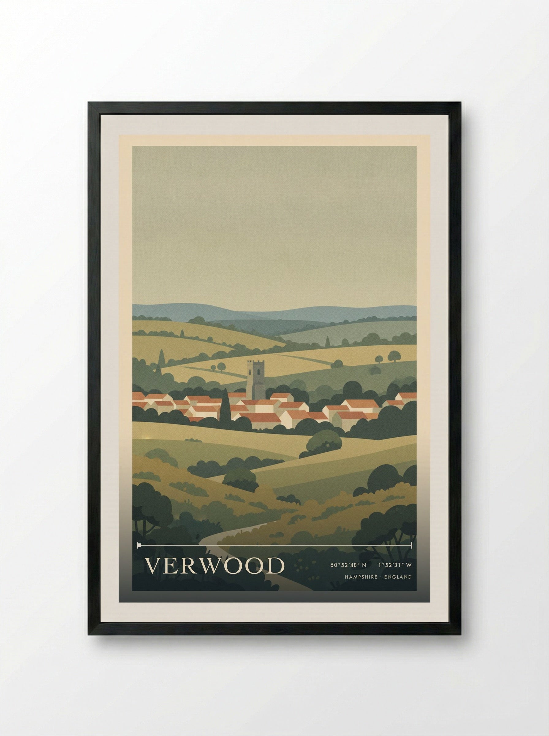 Verwood Hampshire England Travel Poster - Framed Print Black