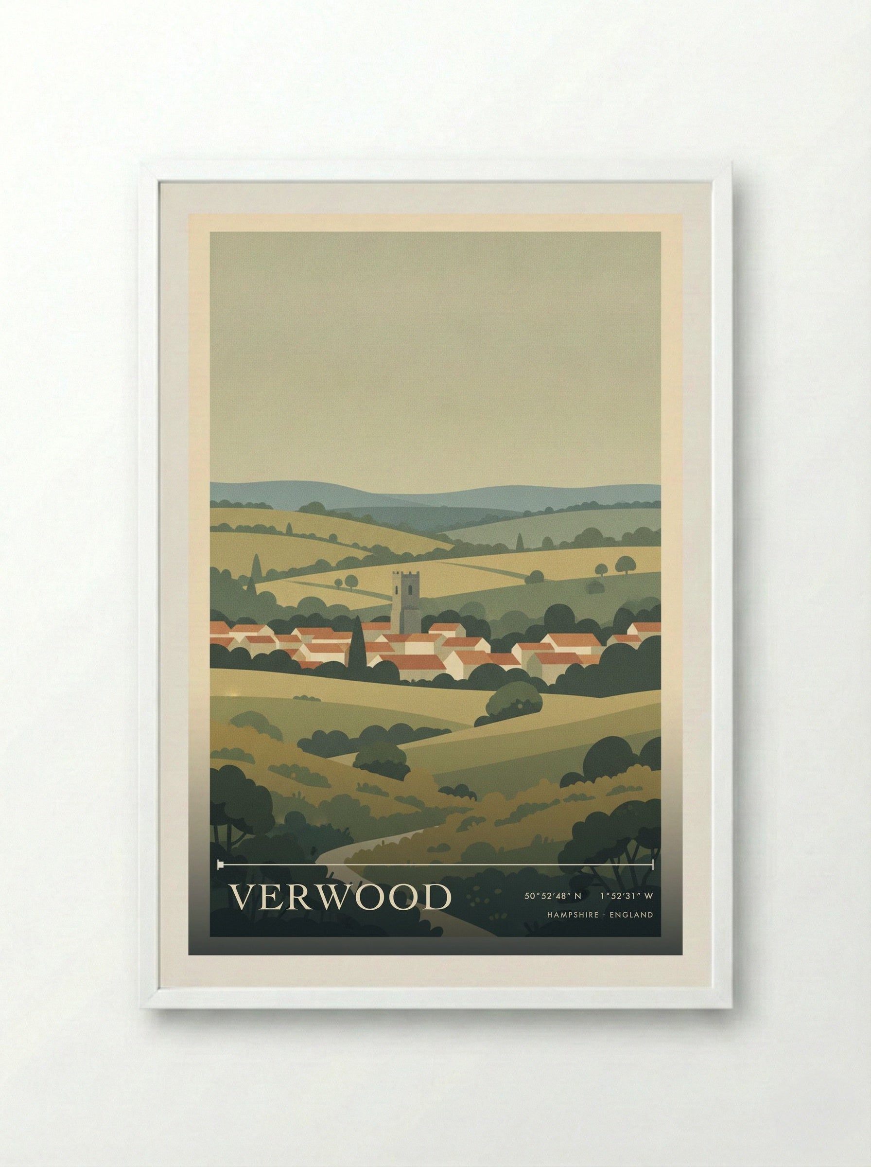 Verwood Hampshire England Travel Poster - Framed Print White