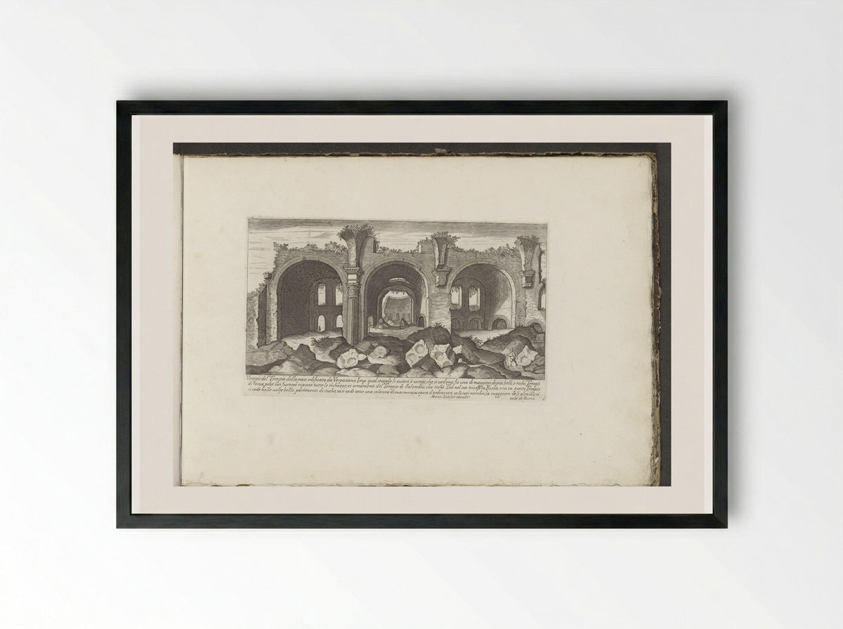 Vestigii del Tempio della Pace - Giovanni Giacomo de' Rossi - Framed Print Black
