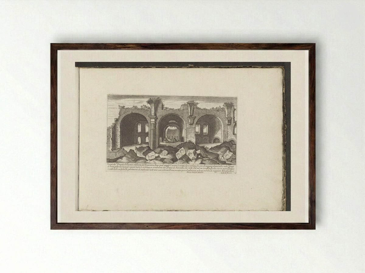 Vestigii del Tempio della Pace - Giovanni Giacomo de' Rossi - Framed Print Dark Wood