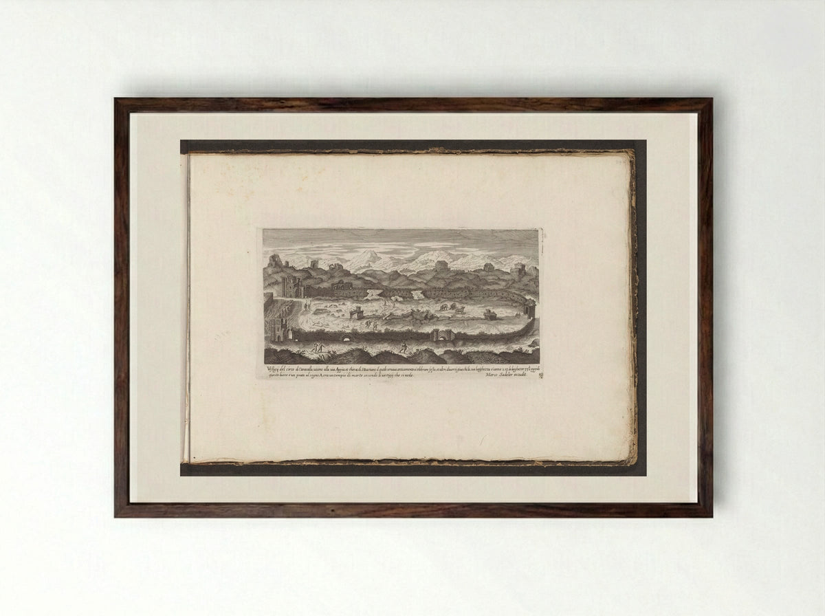 Vestigii del circo di Caracalla - Giovanni Giacomo de' Rossi - Framed Print Dark Wood