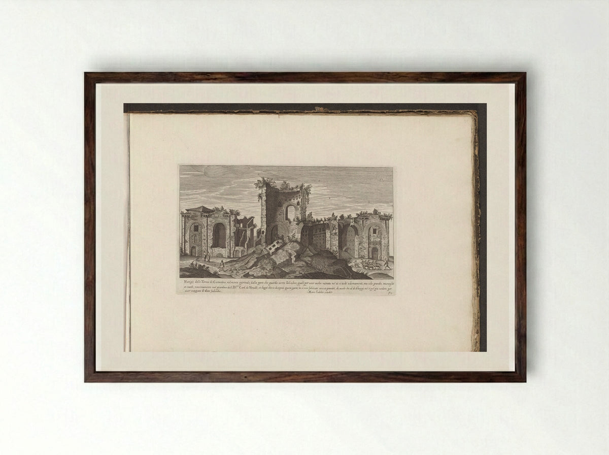 Vestigij delle Terme di Costantino - Giovanni Giacomo de' Rossi - Framed Print Dark Wood