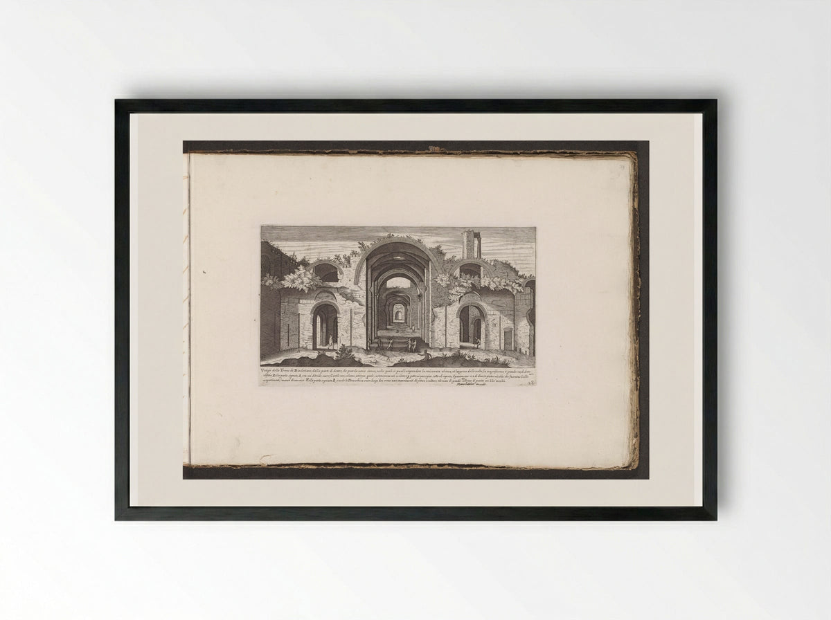Vestigio delle Terme di Diocletiano - Giovanni Giacomo de' Rossi - Framed Print Black