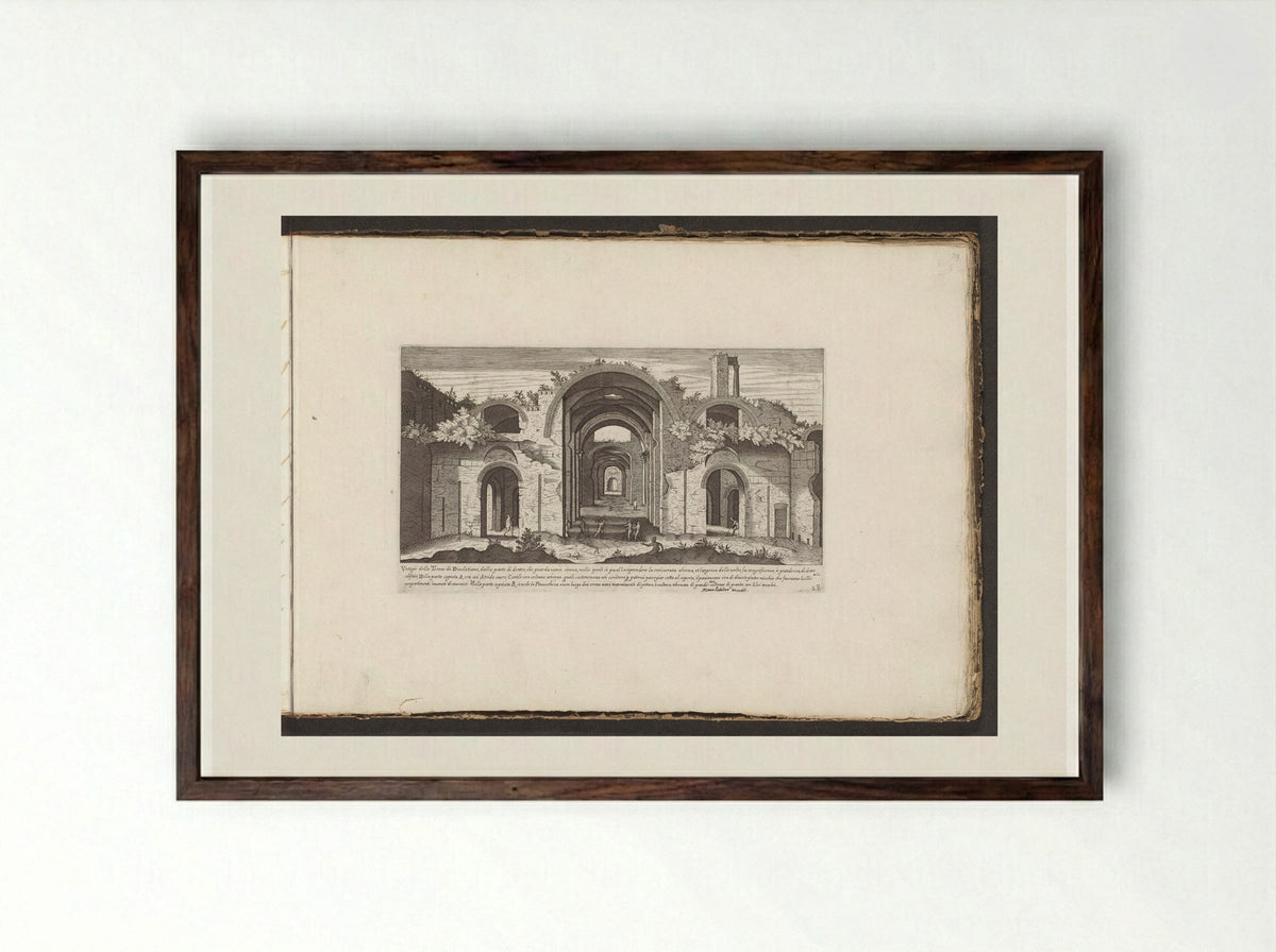 Vestigio delle Terme di Diocletiano - Giovanni Giacomo de' Rossi - Framed Print Dark Wood