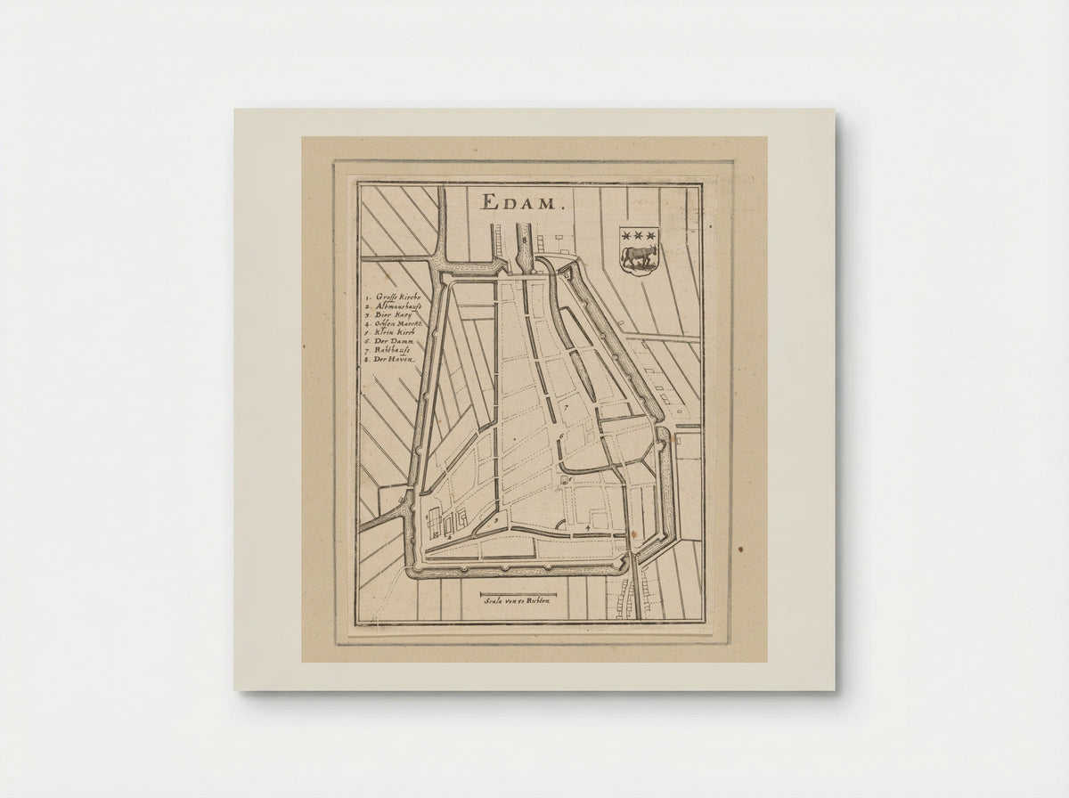 Vestingplattegrond van Edam - Caspar Merian - Poster