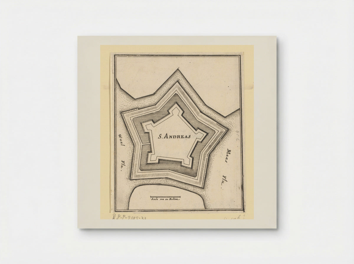 Vestingplattegrond van Sint-Andries - Caspar Merian - Poster