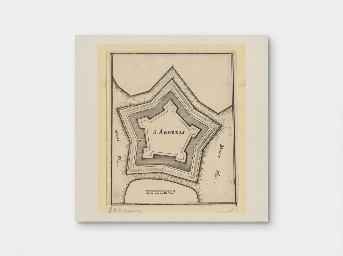 Vestingplattegrond van Sint-Andries - Caspar Merian - Poster