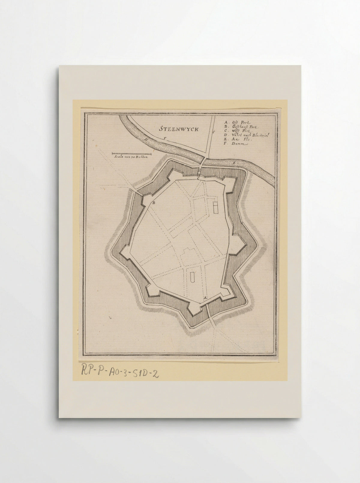 Vestingplattegrond van Steenwijk - Caspar Merian - Poster