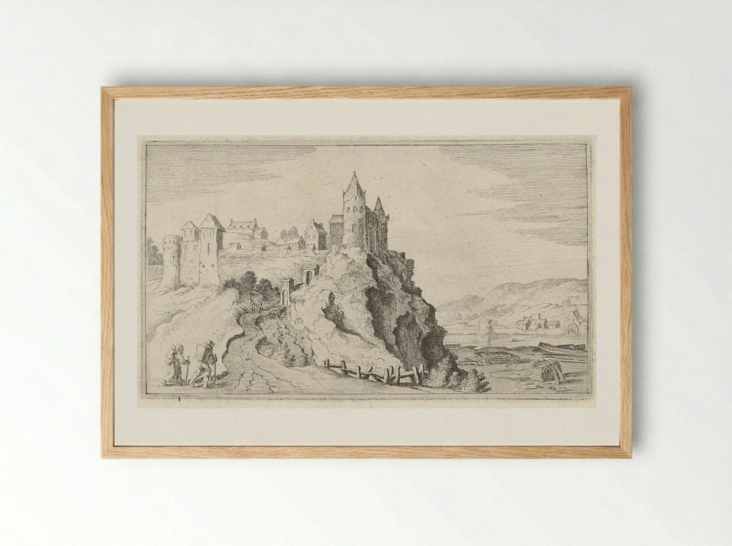 Vestingstad op een heuvel - Gillis van Scheyndel (I) - Framed Print Wood