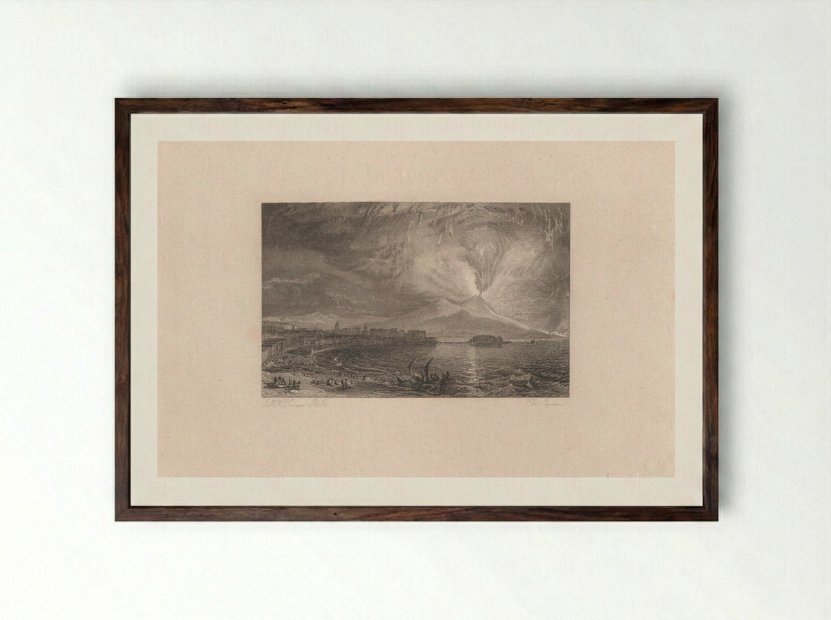 Vesuvius in Eruption - Thomas Jeavons - Framed Print Dark Wood