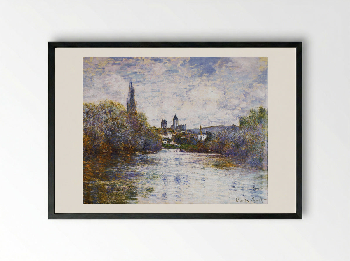 Vetheuil, The Small Arm of the Seine - Claude Monet - Framed Print Black