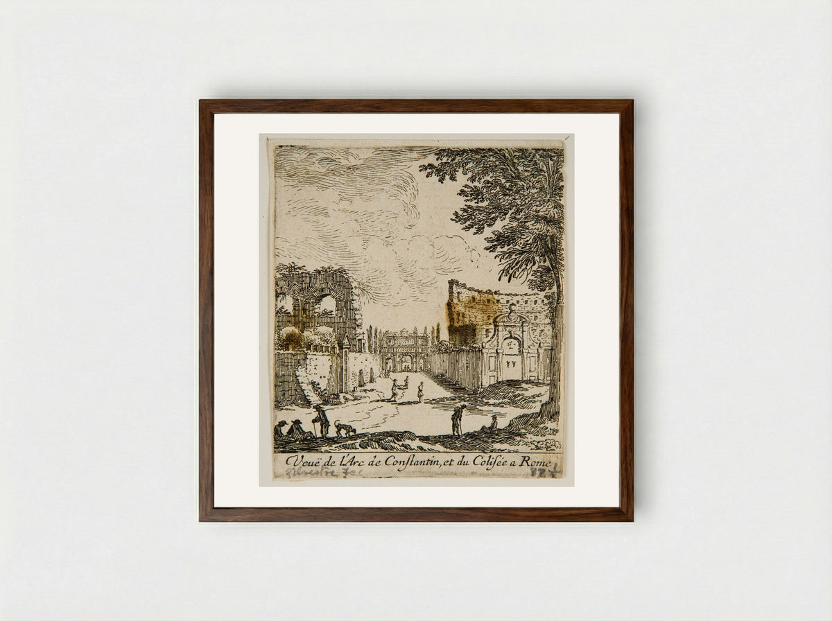 Veuë de l'Arc de Constantin, et du Colisée a Rome - Israël Silvestre - Framed Print Dark Wood