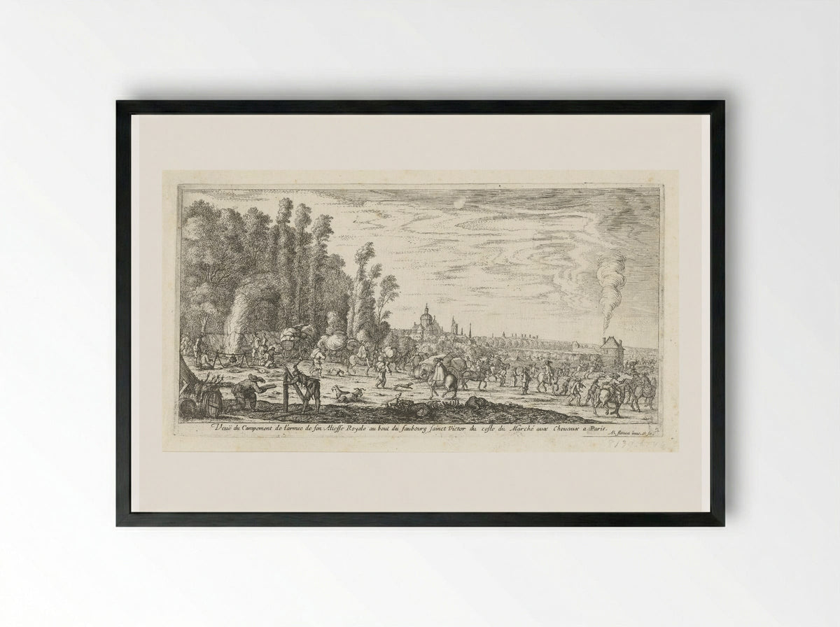 Veuë du Campement de l'armee - Albert Flamen - Framed Print Black