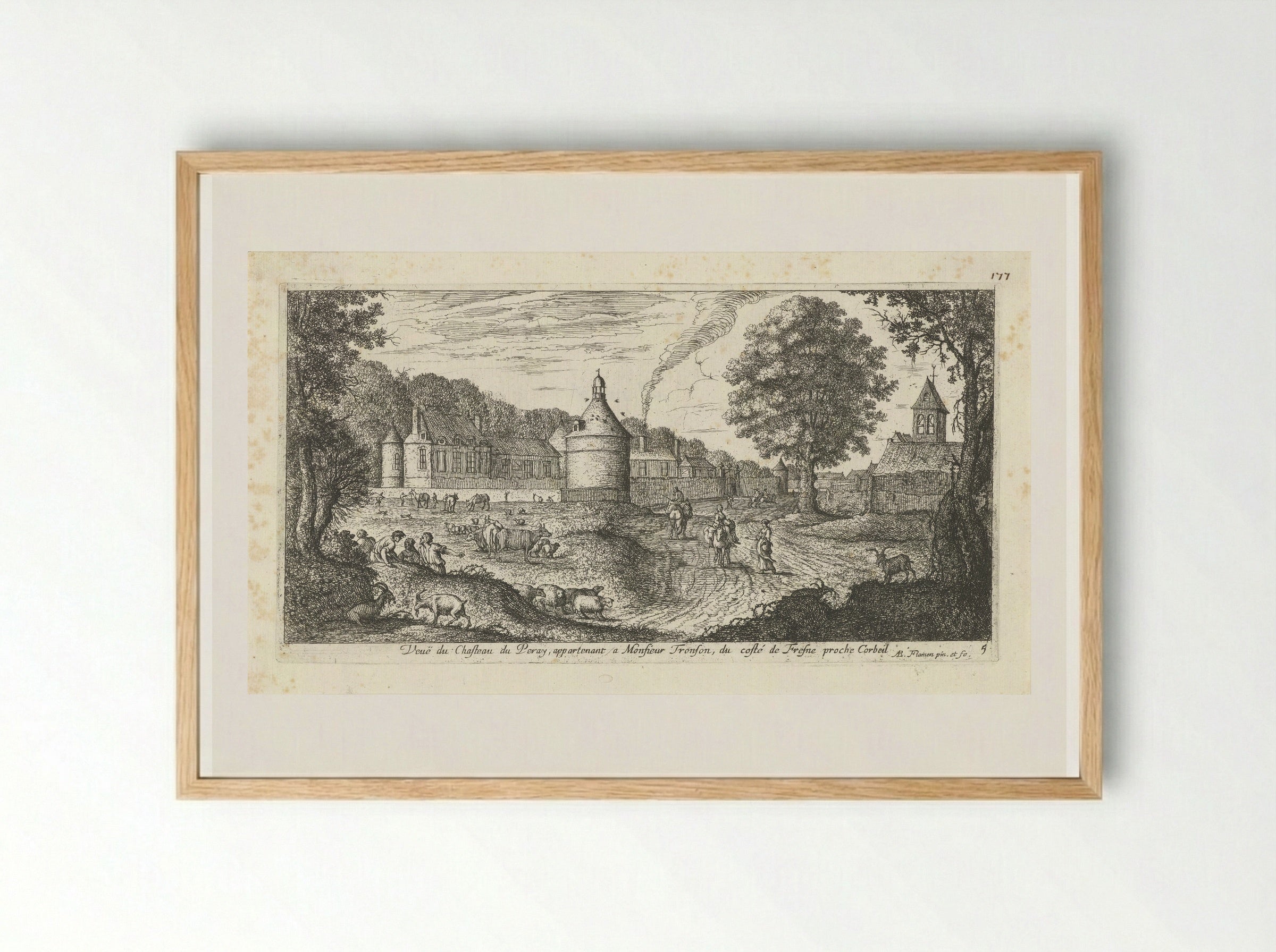 Veuë du Chasteau du Peray - Albert Flamen - Framed Print Wood