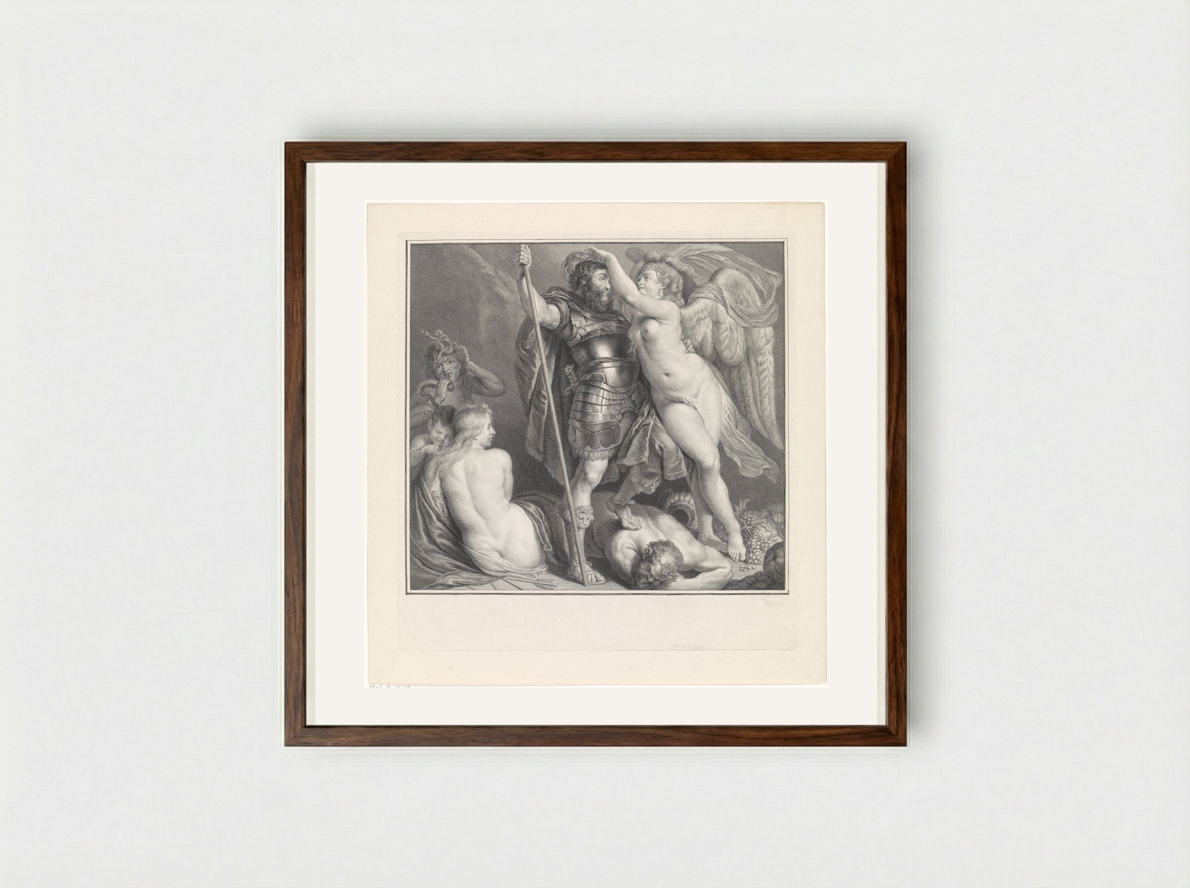 Victoria kroont een deugdzame held - Pieter Tanjé - Framed Print Dark Wood