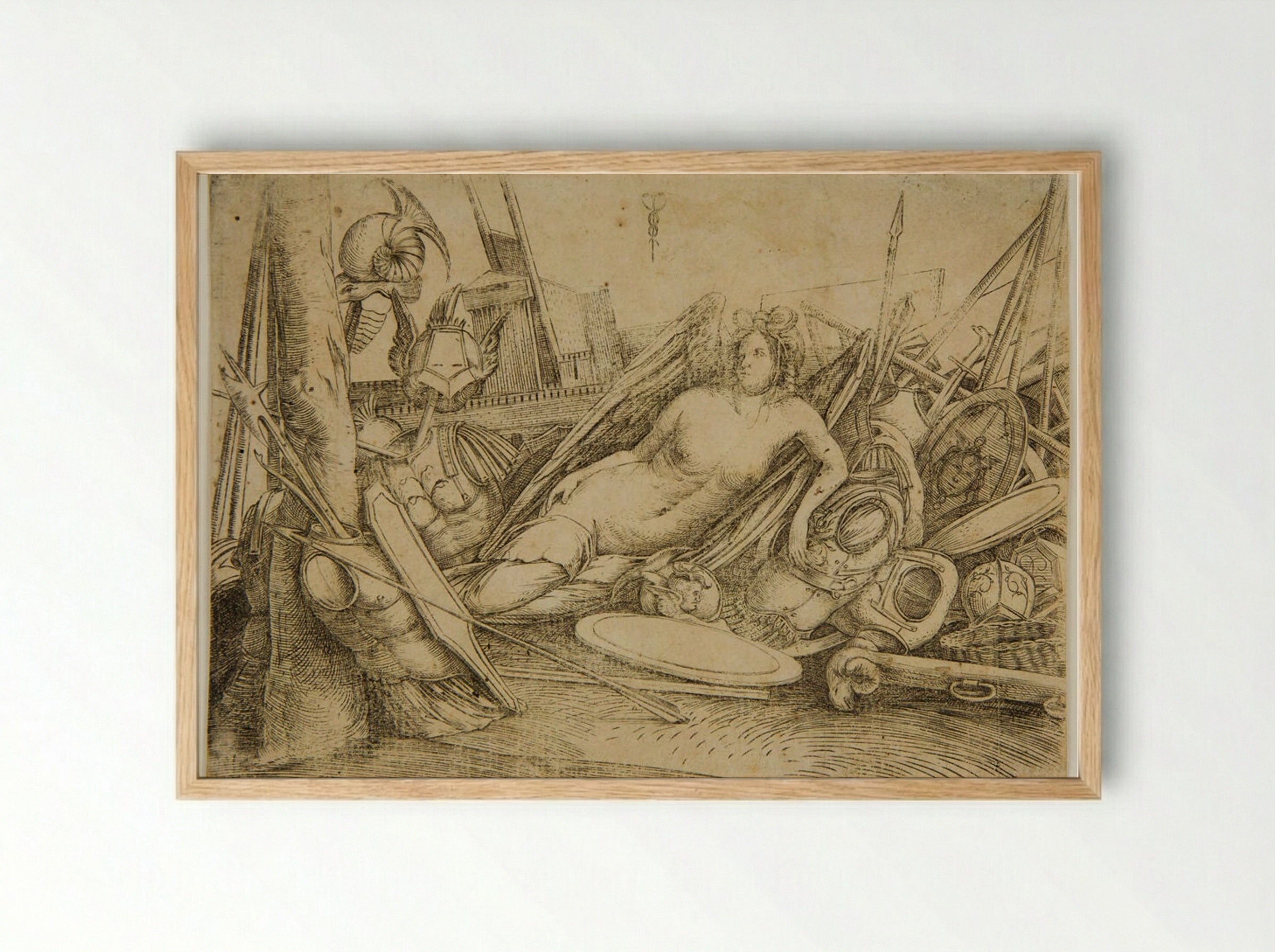 Victory Reclining Among Trophies - Jacopo de' Barbari - Framed Print Wood