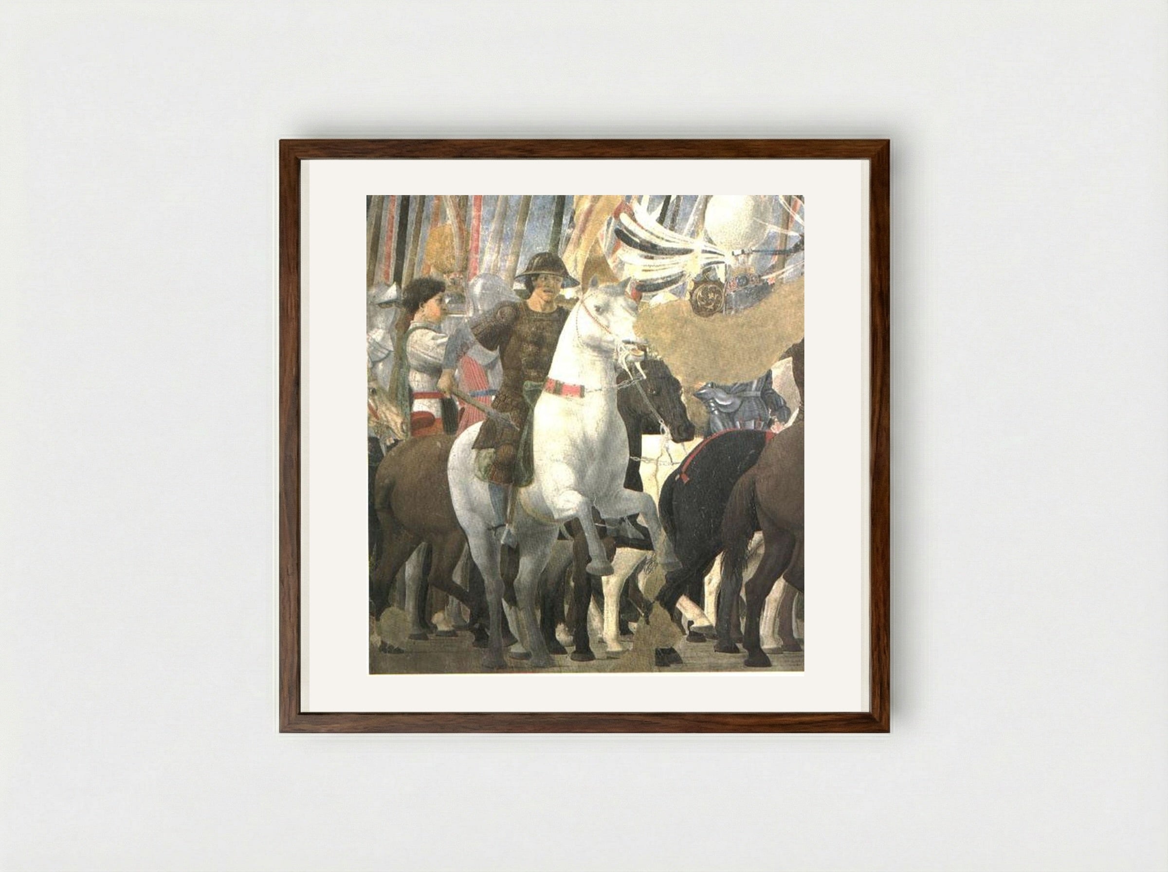 Victory of Constantine at the Battle of the Milvian Bridge - Piero della Francesca - Framed Print Dark Wood