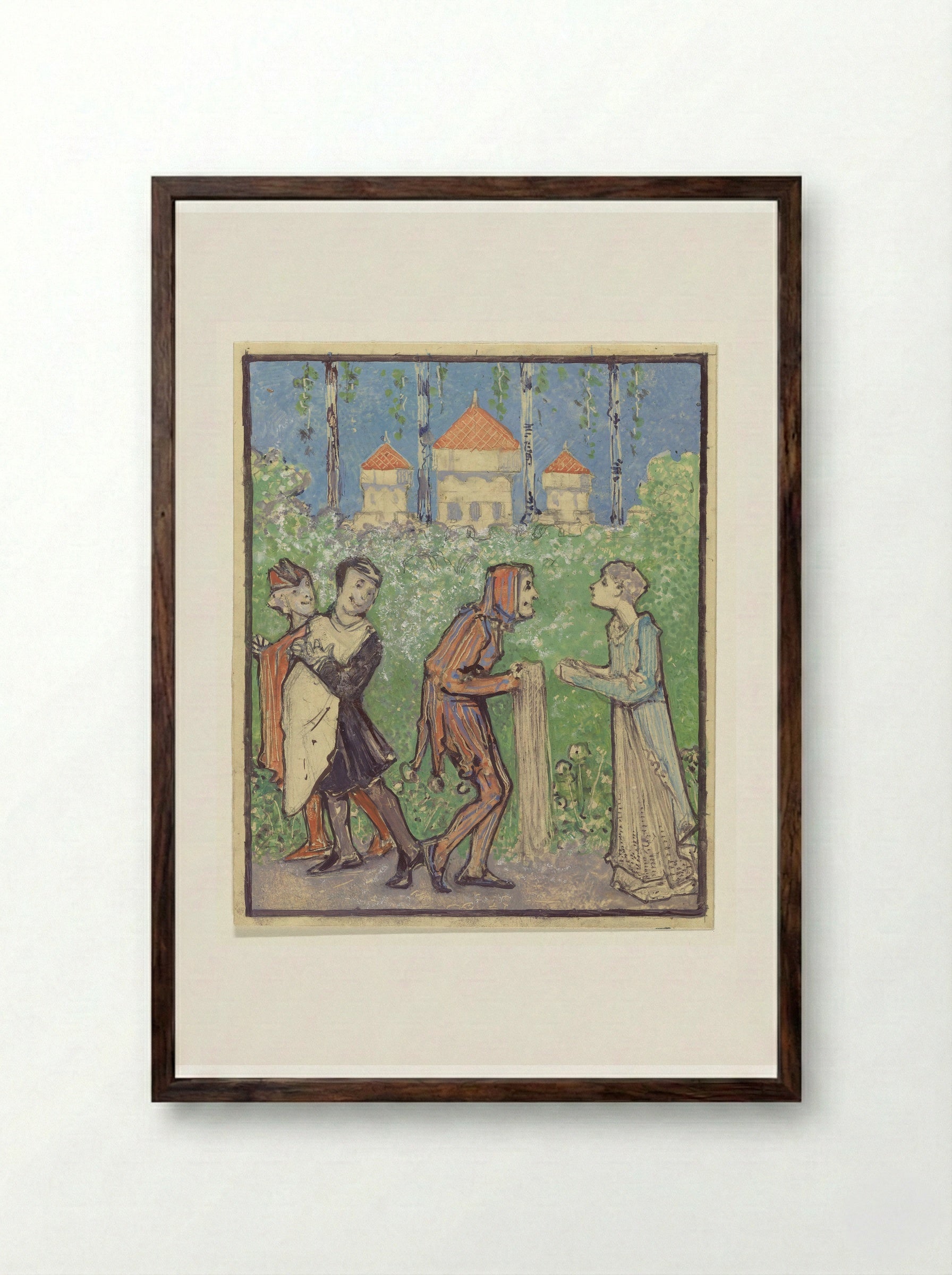 Vier figuren (Four Figures) - Bernard Willem Wierink - Framed Print Dark Wood
