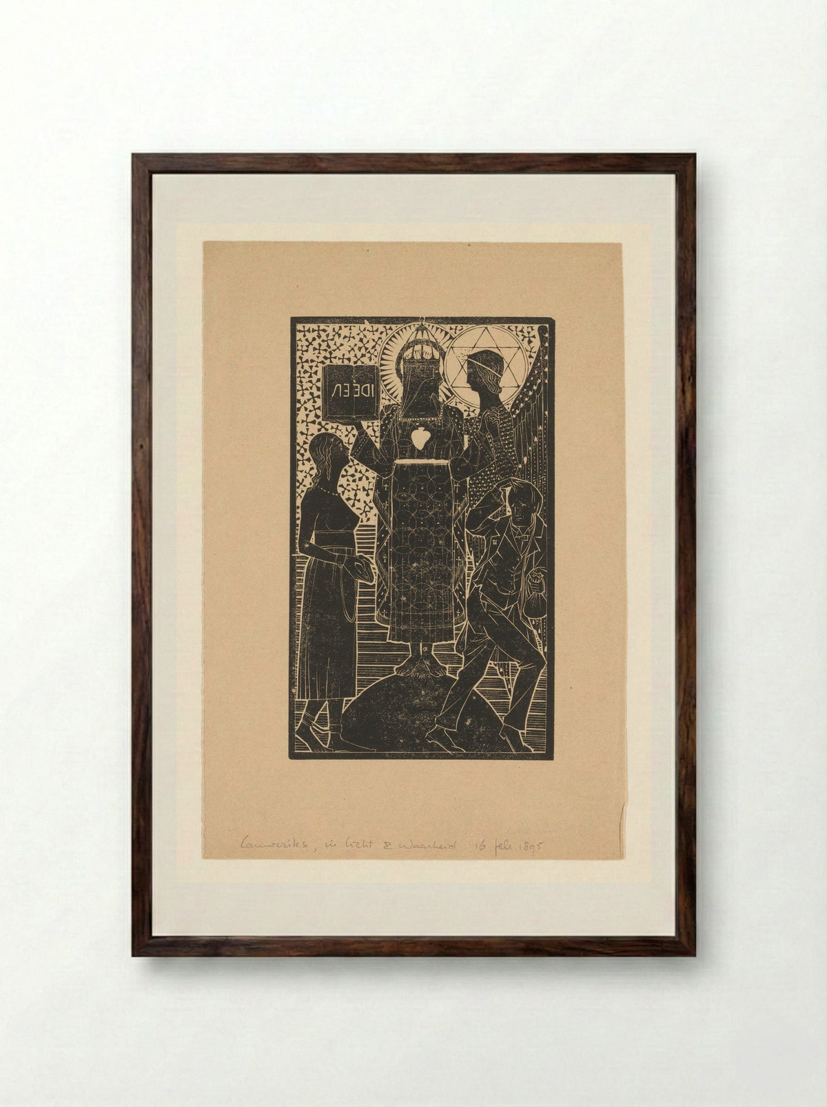 Vier figuren (In Licht en Waarheid) - Mathieu Lauweriks - Framed Print Dark Wood
