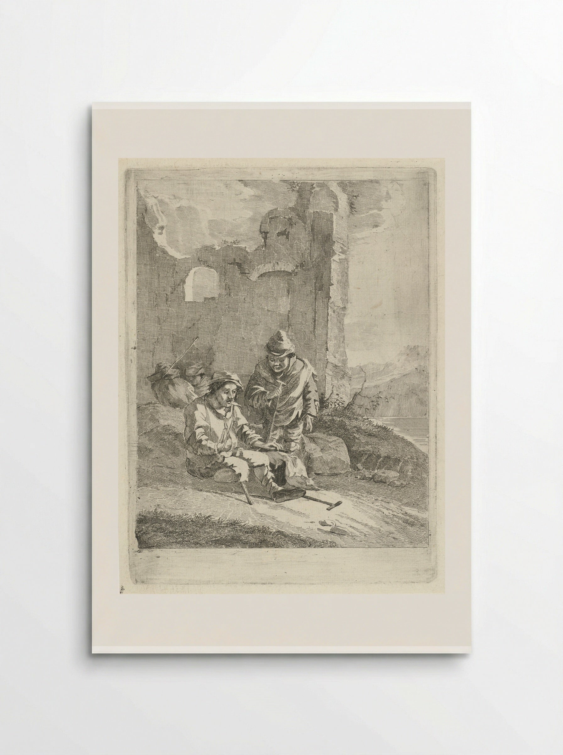 Vier figuren bij een ruïne - Gerrit Groenewegen - Poster