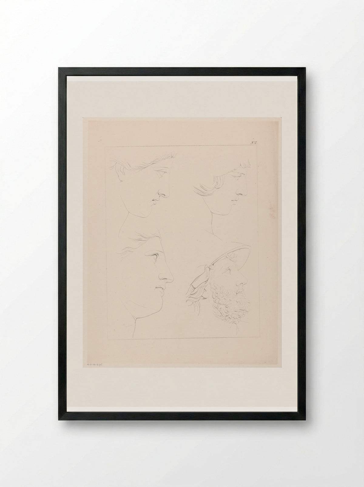 Vier gezichten van opzij - Jean Augustin Daiwaille - Framed Print Black