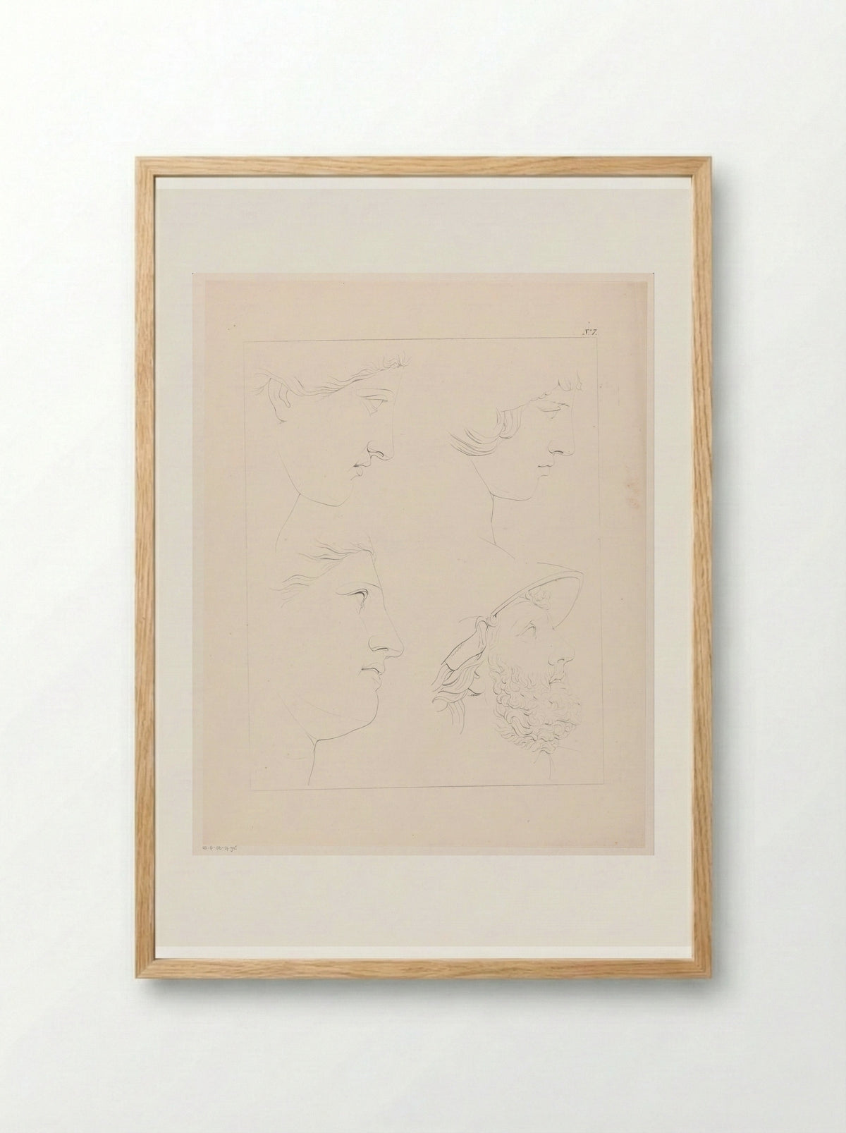 Vier gezichten van opzij - Jean Augustin Daiwaille - Framed Print Wood
