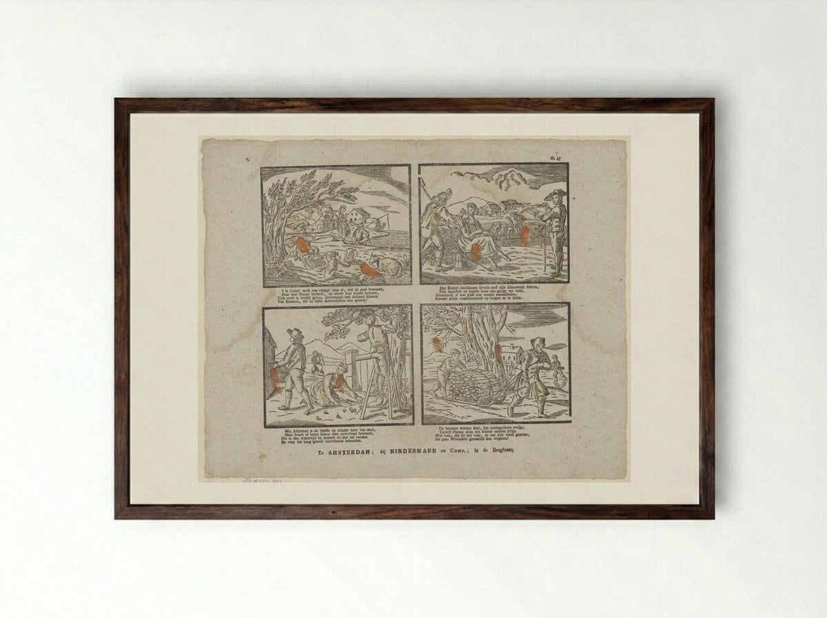 Vier jaargetijden (The Four Seasons) - Jan de Lange (II) - Framed Print Dark Wood